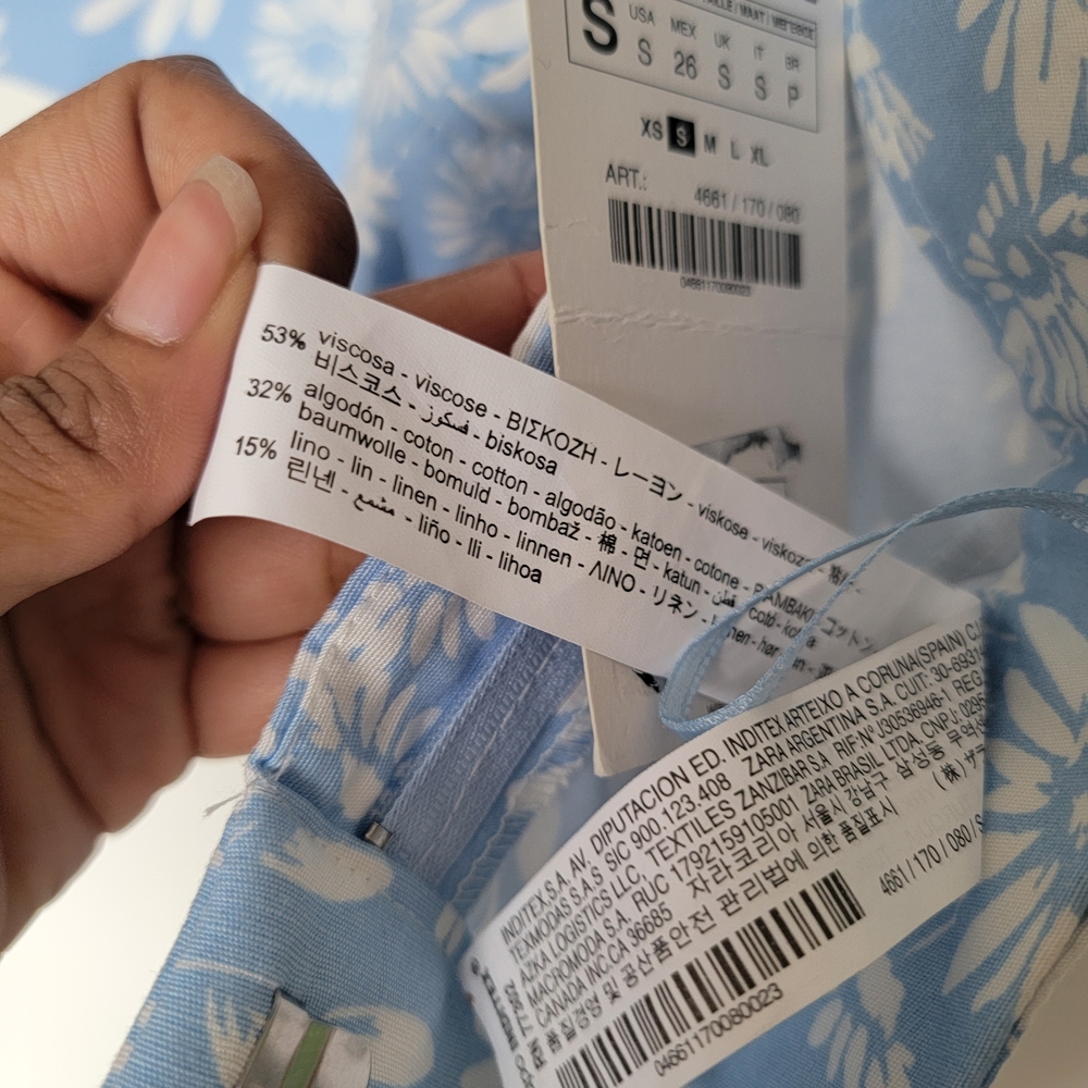 Zara Sky Blue Floral High Waist Shorts - Picture 7 of 10